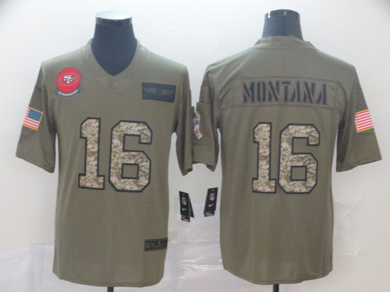 Men San Francisco 49ers #16 Montana Nike 2019 Olive Camo Salute to Service Limited NFL Jerseys->san francisco 49ers->NFL Jersey
